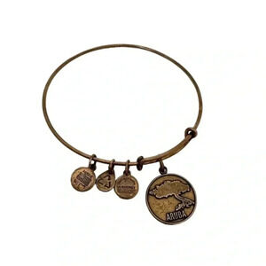 New Alex and Ani Aruba Exclusive Divi Tree Gold Charm Bangle Bracelet